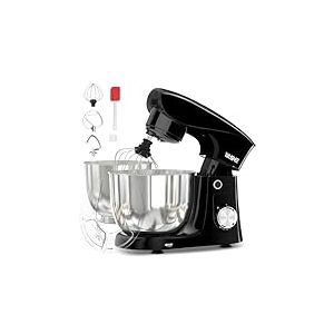 YASHE Robot Pâtissier 1500W, 4,5L + 5L Deux Bols en Acier Inoxydable, 10+P Vitesses, Tête Inclinable, Crochet à Pâte, Batteur & Fouet, Robot Pétrin Professionnel