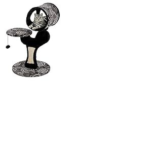Midwest Homes for Pets Arbre à Chat - Modèle 138S-BK | Mobilier pour Chat Salvador, Arbre à Chat avec griffoir en sisal, poteaux à gratter et abri pour Chat, Motif Noir/Blanc, Taille S