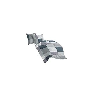 Bierbaum 6520 Parure de Lit en Satin Basique, 100% Coton, Con&ccedil;ue en Allemagne, Argent&eacute; 13, 135 x 200 cm et 80 x 80 cm