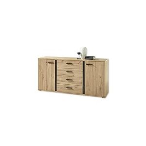 Stella Trading KANADA Buffet en aspect ch&ecirc;ne Artisan, noir - Commode moderne avec tiroirs pour votre salon - 170 x 84 x 40 cm (L/H/P)