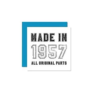 Carte d'anniversaire 65 ans pour homme et femme - Fabriqu&eacute;e en 1957 - Toutes les pi&egrave;ces originales - Carte humoristique de 65 &agrave; 5 ans pour grand-p&egrave;re, grand-m&egrave;re, grand-m&egrave;re, papa, 145 mm x 145 mm