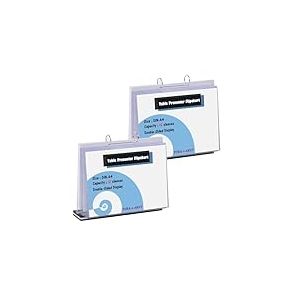 TUKA-i-AKUT 2x Acrylique Pr&eacute;sentateur de Tableau &agrave; Feuilles avec Base, A4 Paysage, 12 Pochettes Transparents pour Affichage, Menu Signe Porte-Affiche, Chevalet de Pr&eacute;sentation Reliure TKD8210-A4-2x