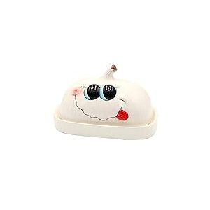 Dekohelden24 Beurrier en céramique de taille ail blanc 17 x 11,5 x 10 cm, 10 cm