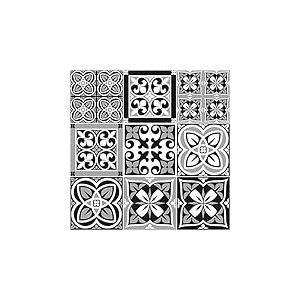 9 Stickers adhésifs carrelages | Sticker Autocollant Carreaux de Ciment - Mosaïque carrelage Mural Salle de Bain et Cuisine | Carreaux de Ciment adhésif Mural - azulejos - 20 x 20 cm - 9 pièces