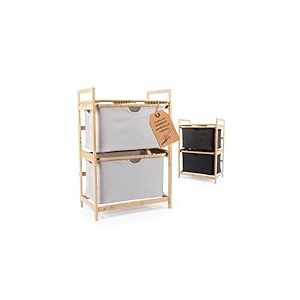 HENNEZ &Eacute;tag&egrave;re de salle de bain &agrave; 2 compartiments | &Eacute;tag&egrave;re en bambou avec &eacute;tag&egrave;re et 2 paniers | &Eacute;tag&egrave;re de salle de bain avec bo&icirc;tes &agrave; tiroirs | &Eacute;tag&egrave;re sur pied &ndash; Id&eacute;al comme commode et panier &agrave;