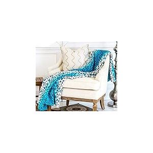 Home Must Haves Couverture de lit en Peluche Extra Douce, Chaude et Confortable à imprimé zèbre Girafe pour Toutes Les Saisons (Grand lit, léopard Turquoise)