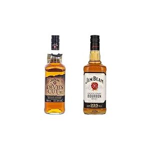 Jim Beam Devil’s Cut Kentucky Straight Bourbon Whiskey, Whisky Américain 45% - 70cl & White Label Kentucky Straight Bourbon Whiskey, Whisky Américain 40% - 70cl