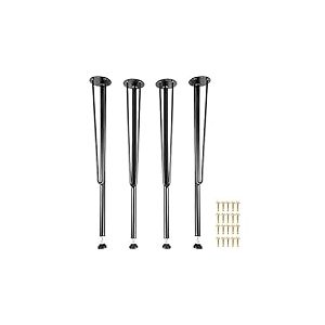 VEVOR Pieds de Table en métal en épingle à Cheveux, 71 cm, Pieds de Bureau Meubles 3 tiges, Lot de 4, Pieds de Table Basse en Fer forgé pour Salle à Manger avec Protections de Sol en Caoutchouc, Noir