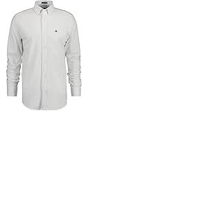 GANT Chemise Classique REG Jersey piqu&eacute; pour Homme, Blanc, Standard, Blanc., L