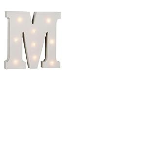 Lettre en bois illumin&eacute;e M, avec 9 LED, env. 16 cm