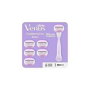 Gillette Venus Rasoir Pour Femme Pro ComfortGlide Breeze, Manche Réutilisable, 6 Cartouches ORIGINELLES De Recharge A 3 Lames, Sans Besoin De Gel A Raser, Soin De Peau Grâce Aux Barres Lubrifiantes