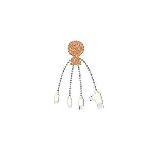 Xoopar Mr Bio Câble Multi USB 4en1 en Forme de Pieuvre Cork - Chargeur en Liège USB Universel pour Smartphone Apple iPhone Samsung Google Huawey Xiaomi OnePlus LG Kindle