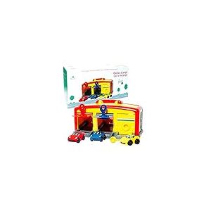 Tachan Garage de Voiture de Course avec 3 Voitures de Course colorées, 3 Portes avec clé pour Les Voitures, clés à Formes géométriques, Enfants à partir de 1 an (751T00559)