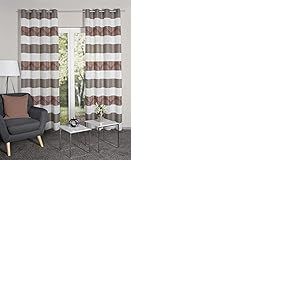 Home WOHNIDEEN Rideau occultant à œillets à Rayures Horizontales Susa, Motif Jacquard, avec 8 œillets métalliques, Couleur : cuivre, Dimensions : 245 x 140 cm, Nombre : 1