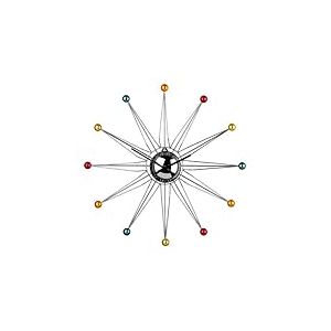 Premier Housewares 2200631 Horloge Murale en Métal Boules en Plastique Rose Vif/Bleu/Orange/Jaune