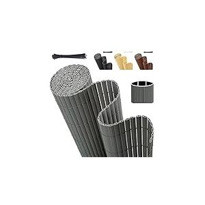 Sekey Brise Vue Balcon, Canisse PVC avec Serre-C&acirc;bles, Solide Opaque Imperm&eacute;able Brise-Vue Jardin Cl&ocirc;ture, Facile &agrave; Poser, 90 x 300 cm, Gris