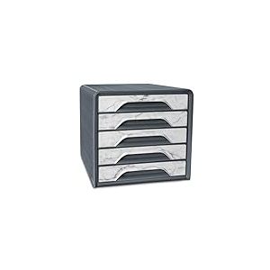 CEP Bloc de classement Module Organisateur 5 tiroirs Rangement documents Bureau Smoove Mineral Gris orage imprimé Marbre Gris
