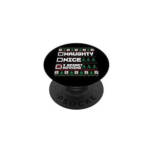 Pull de No&euml;l Moche Naughty Nice I Regret Nothing Pixel PopSockets PopGrip Adh&eacute;sif