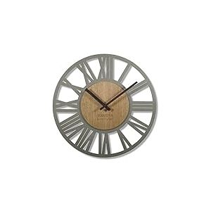 FLEXISTYLE Loft Horloge Murale r&eacute;tro en Bois de ch&ecirc;ne sans Bruit de tic-tac 50 cm de diam&egrave;tre Gris ch&ecirc;ne