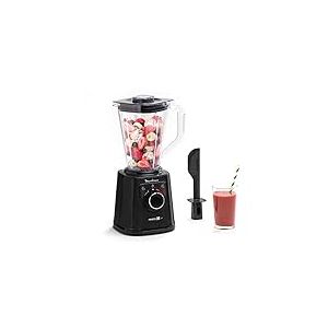 Moulinex Perfect Mix+ LM88A8 Mixeur en verre, 1200 W, résultats rapides, capacité 1,5 l, 3 programmes : mixeur smoothie, hache glace, autoclean, bol en Tritan, avec spatule, noir
