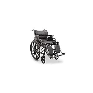 QUIRUMED Fauteuil roulant en aluminium pliant. Accoudoir rabattable, roues amovibles, Accoudoir relevable 90&deg;, Si&egrave;ge et dossier avec coussin rembourr&eacute;, Freins &agrave; main, Antichoc