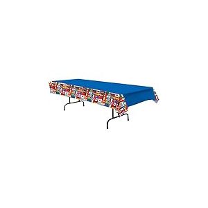 Serviettes &agrave; boissons Beistle motif drapeaux, Plastique, Blue, Red, White, Green, Yellow, 54"x108"