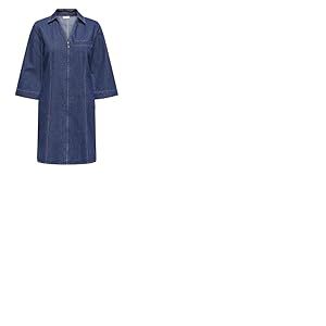 JdY Jdysally Dress Robe 3/4 Sally Zip Stitch DNM, Bleu foncé Denim, L Femmes
