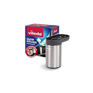 Vileda Porte-éponge en Acier Inoxydable - sans perçage - avec Ventouse - Mini Organisateur d'évier pour éponges et brosses - Inoxydable, Durable et Facile à Installer