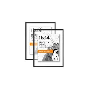 Americanflat Lot de 2 cadres photo flottants en aluminium de 27,9 x 35,6 cm - À utiliser comme cadre photo de 28 x 35,6 cm ou cadre flottant de 20,3 x 25,4 cm - Cadre photo avec moulage métallique fin