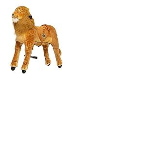 animal riding ARL006L-Lion &laquo; Shimba &raquo; XL (pour Enfants &agrave; partir de 8 Ans, Couleur Marron, Hauteur de Selle 80 cm, avec roulettes), ARL006L