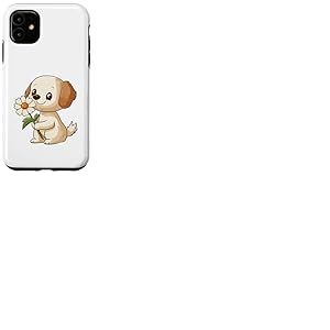 Chien avec Fleur pour Amoureux des Chiots, Femmes et Filles, Chien Mignon Coque pour iPhone 11