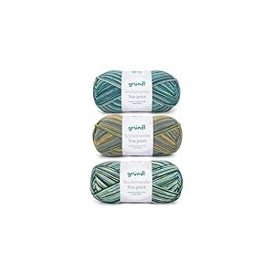 Gr&uuml;ndl laine &agrave; chaussettes Trio - fil &agrave; tricoter pour 3 paires de chaussettes - r&eacute;sistant et agr&eacute;able &agrave; porter - 75% laine,25% polyamide - 3 pelotes 100g/420 m - taille d&rsquo;aiguille 2,5-3 - vert aqua