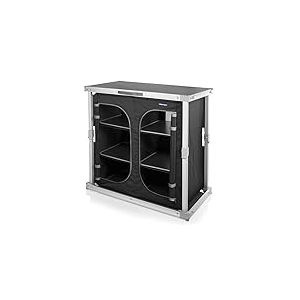 Campart Cuisine de camping Toledo – Facile à plier – 2 compartiments avec 3 étagères chacun – 4 pieds réglables – Anthracite – KI-0758, arrière, Noir