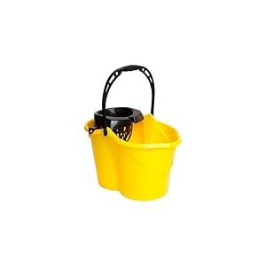 MAYA Seau Ovale avec égouttoir de 15 l. avec poignée Ergonomique. Égouttoir Gris. Fabriqué en PPL. Large Choix de Couleurs (Jaune)