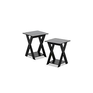Furinno Modern Simplistic Table de Bout Crois&eacute;e, Espresso, Lot de 2, Bois dense, Marron, One Size
