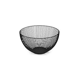 joeji's Kitchen Corbeille a fruit noire - Corbeille fruit moderne, anti-rayure et anti-d&eacute;rapante - Panier de fruits et legumes m&eacute;tal 25 cm pour des aliments m&ucirc;rs et frais plus longtemps