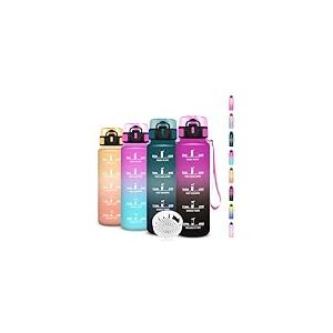 Gourde, Gourde 500ml, Bouteille Sport avec Filtre, Facile &agrave; Nettoyer, Bouteille Motivation avec Slogan de Motivation, Facile &agrave; Transporter, pour Bureau, Voyage, &Eacute;cole, Camping, Voyage, Sport, Running