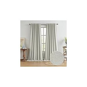 KEQIAOSUOCAI - Lot de 2 rideaux occultants extra longs en lin avec pattes arri&egrave;re, pour chalet, plafond, salon, villa de campagne, 127 x 335 cm (l x L)