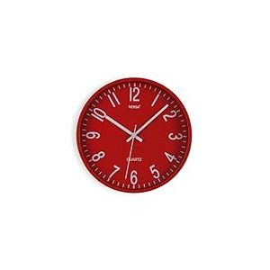 Versa Raven Horloge Murale Silencieuse et Décorative, pour Cuisine, Salon ou Salle à Manger - Facile à Lire, Dimensions (H x L x L) 30 x 4,3 x 30 cm, Polypropylène, Rouge