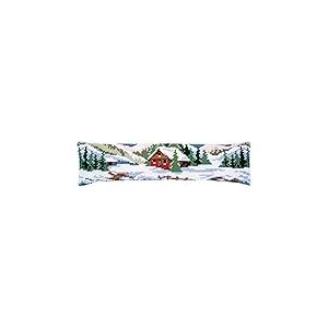 VERVACO Point De Croix Kit Coussin Bas de Porte PAYSAGE D'HIVER Decoration Manuelle Broderie Kit Adulte Art Creatif Cadeau DIY Cross Stitch Embroidery ca. 80 x 20 cm Cross Stitch Embroidery