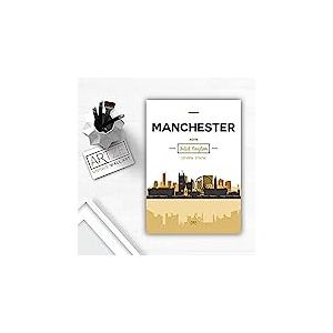 Artze Wall Art Manchester Skyline, Manchester Cityscape Angleterre, impression murale, format A1, jaune/gris