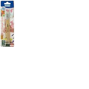 Stylex 35043 Lot de 3 pinceaux à Poils Plats Peindre avec des peintures de Deck, Tempera, Aquarelle, Huile et Acrylique, idéal pour l'école, Bois, Multicolore, 2, 4 und 6