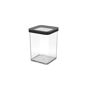 Rotho Loft Boîte de conservation carrée avec couvercle et joint - Convient à un usage alimentaire - Ustensiles de cuisine - Organisateur - Plastique (SAN) sans BPA - Transparent/noir (1 L carré)