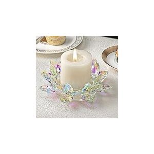 Grand bougeoir en Cristal en Forme de Lotus pour Bougie Chauffe-Plat, photophore en Verre pour No&euml;l, Mariage, d&icirc;ner, d&eacute;coration de Table