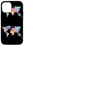 Coque pour iPhone 14 Mandala Carte du Monde Motif Voyage Amoureux Voyageur Cadeau Chakra