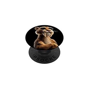 Tigre &agrave; Dents de Sabre Smilodon F&eacute;lid&eacute; Tigre &agrave; Dents Sabre PopSockets PopGrip Adh&eacute;sif