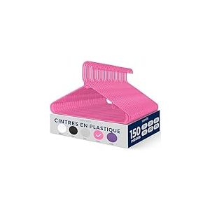 SereneLife Cintres Plastiques 150 pièces, Cintres Antidérapants en Plastique pour Vêtements, Ultra-Fins, Crochets Pivotants 360° (Rose)