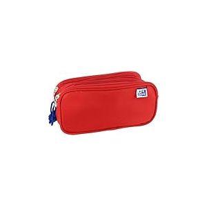 Oxford 4001611915 Kangoo Kids Trousse Scolaire 3 Compartiments avec &eacute;lastique et 3 Fermetures &eacute;clair Rouge