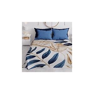 PETTI Artigiani Italiani - Couvre-Lit 160x250 cm Microfibre, Printemps &Eacute;t&eacute;, Parure de Lit L&eacute;g&egrave;re Simple, Draps Une Personne, Floral Bleu Beige, 100% Fabriqu&eacute; en Italie