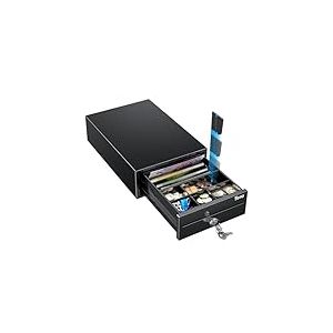 Tera Tiroir Caisse M&eacute;tallique R&eacute;glable : 20,8 &times; 30 &times; 9,8 cm avec 4 Compartiments Billets 6&ndash;8 Compartiments Monnaie Fente de D&eacute;p&ocirc;t 2 Cl&eacute;s Connexion RJ12 pour Syst&egrave;me POS Magasin Supermarch&eacute; 208